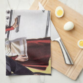 Vintage Mama in der Küche Kochen und Osterbrunnen Geschirrtuch (Viertel Falte)