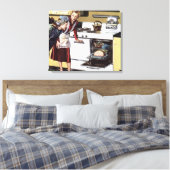 Vintage Mama in der Küche Kochen und Osterbrunnen Leinwanddruck (Insitu (Schlafzimmer))