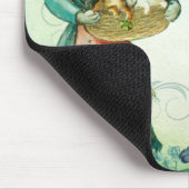 Vintage Mama Katze mit Kätzchen Mousepad (Ecke)