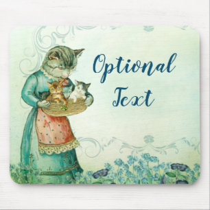 Vintage Mama Katze mit Kätzchen Mousepad