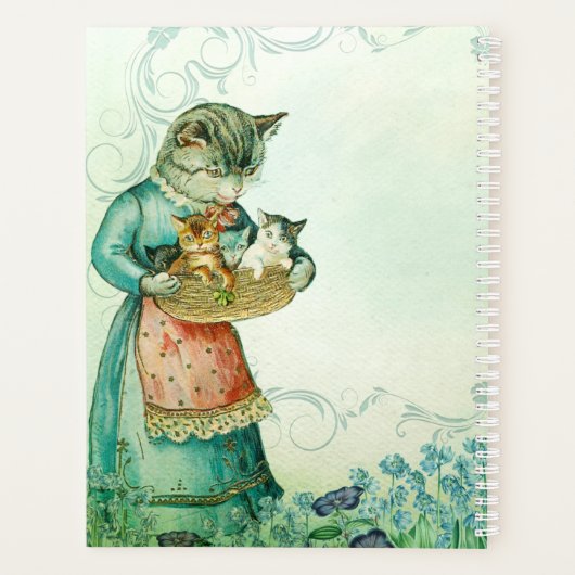 Vintage Mama Katze mit Kätzchen Planer (Rückseite)