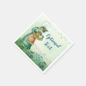 Vintage Mama Katze mit Kätzchen Serviette (Ecke)