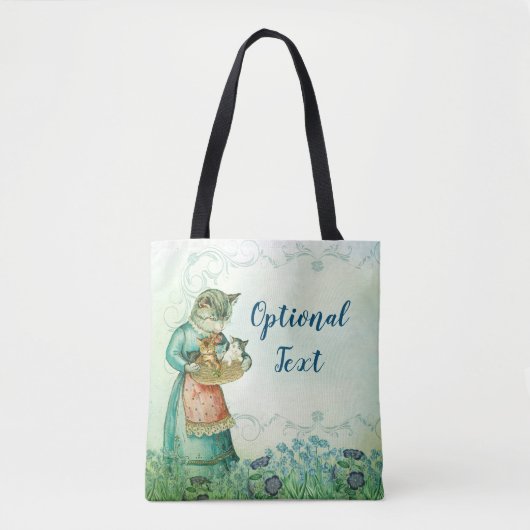 Vintage Mama Katze mit Kätzchen Tasche (Vorderseite)