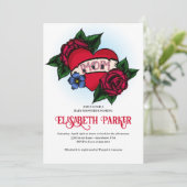 Vintage Mama Tattoo Kinderdusche Einladung (Stehend Vorderseite)