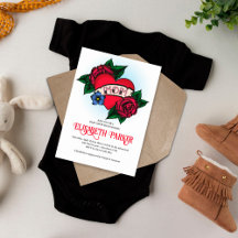 Vintage Mama Tattoo Kinderdusche Einladung