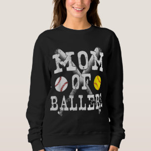 Vintage Mama von Ballers Funny Baseball Softball L Sweatshirt