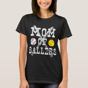 Vintage Mama von Ballers Funny Baseball Softball L T-Shirt