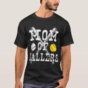 Vintage Mama von Ballers Funny Baseball Softball L T-Shirt