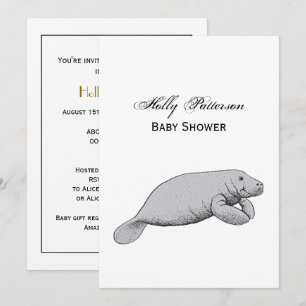 Vintage-Manatee-Zeichnung Einladung