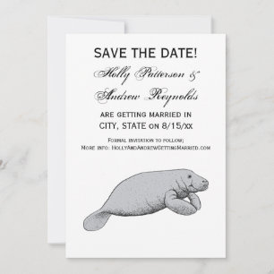 Vintage-Manatee-Zeichnung Einladung