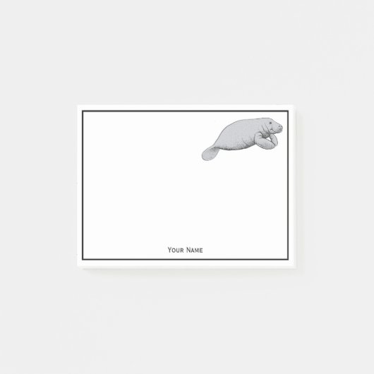 Vintage-Manatee-Zeichnung Post-it Klebezettel (Vorderseite)