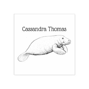 Vintage-Manatee-Zeichnungsname Gummistempel