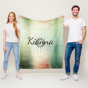 Vintage-Mandala auf mintgrünem Milchglas personali Fleecedecke