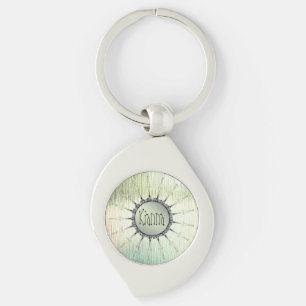 Vintage-Mandala auf mintgrünem Milchglas personali Schlüsselanhänger