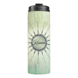 Vintage-Mandala auf mintgrünem Milchglas Thermosbecher