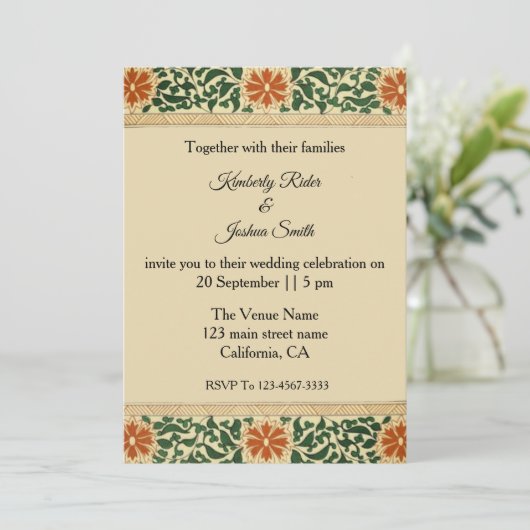 Vintage Mandala Blume Hochzeit Einladung (Stehend Vorderseite)