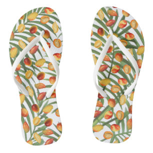 Vintage Mango- und Grünpflanzen-Sommerfruchtmuster Badesandalen