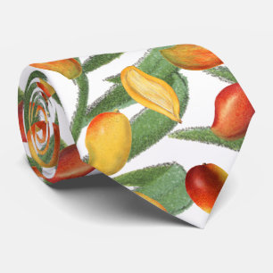 Vintage Mango- und Grünpflanzen-Sommerfruchtmuster Krawatte