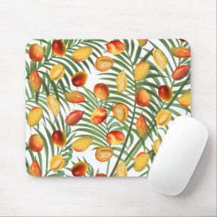 Vintage Mango- und Grünpflanzen-Sommerfruchtmuster Mousepad
