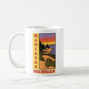 Vintage Manistee Michigan Sonnenuntergang Kaffeetasse