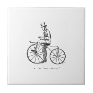 Vintage Mann auf Fahrrad Fliese
