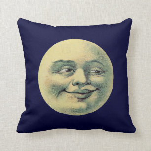 Vintage Mann im Mond Kissen