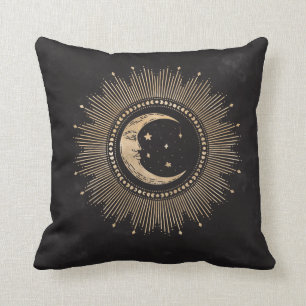 Vintage Mann im Mond Sterne Mandala Kissen
