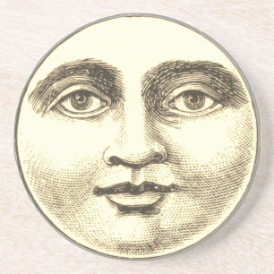 Vintage Mann im Mond Vollgesicht braun Sepia Gold Getränkeuntersetzer