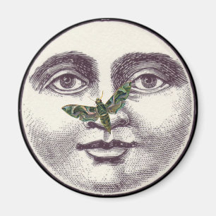 Vintage-Mann im Mond Vollgesicht Motte Nase schwar Magnet