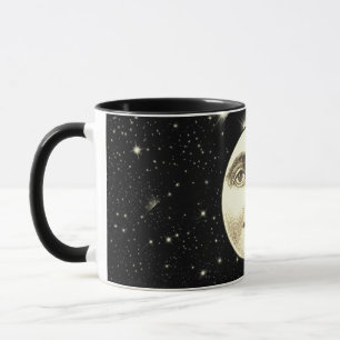 Vintage Mann im Mond Vollgesicht Schwarz Sepia Tasse