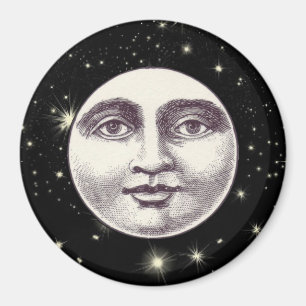Vintage Mann im Mond Vollmond Gesicht Magnet