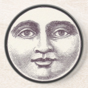 Vintage Mann im Mond Vollmond-Gesicht Schwarzweiß Getränkeuntersetzer