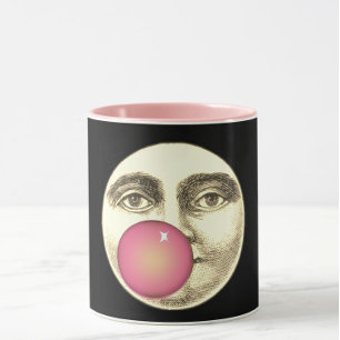 Vintage Mann im Mond Vollmond rosa Bubblegum Tasse