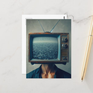 Vintage Mann mit einem Vintage-Fernseher auf dem K Postkarte