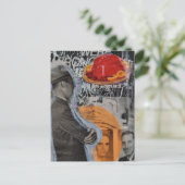 Vintage-Mann mit schwebender Dessert-Collage Postkarte (Stehend Vorderseite)