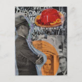 Vintage-Mann mit schwebender Dessert-Collage Postkarte (Vorderseite)