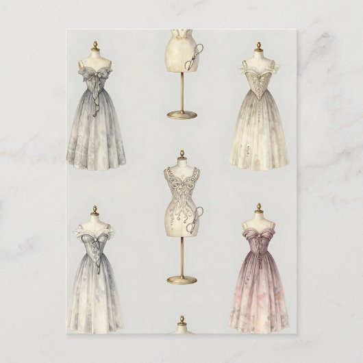 Vintage Mannequin Ballgown Pattern Postkarte (Vorderseite)