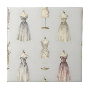 Vintage-Mannequin-Ballkleid-Muster Fliese