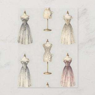 Vintage-Mannequin-Ballkleid-Muster Postkarte