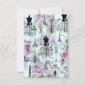 Vintage Mannequin-Collage aus Eiffelturm Einladung (Rückseite)