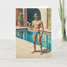 Vintage Männer Pin-up Zaddy | Retro Pool-Side Hunk
