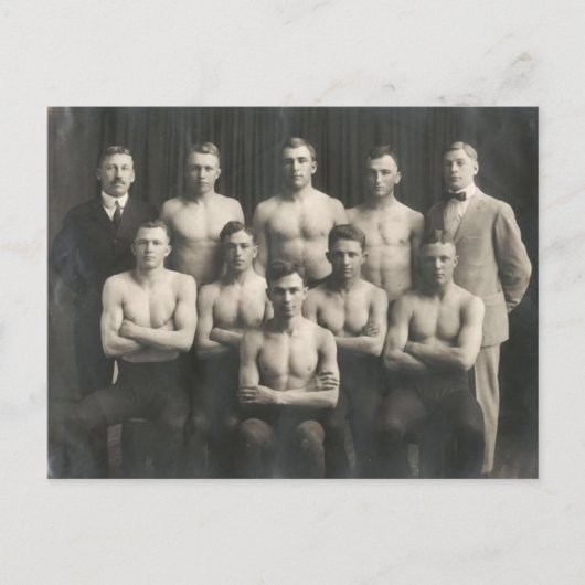Vintage-Männerringerteam Postkarte (Vorderseite)