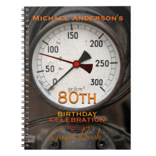 Vintage Manometer 80. Geburtstag Gästebuch Notizblock