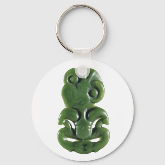 Vintage Maori Greenstone Hei Tiki Keychains Schlüsselanhänger (Vorderseite)