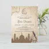 Vintage Map and Quill Ramadan Iftar Invitation Einladung (Stehend Vorderseite)