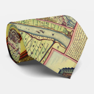 Vintage Map of Antwerp, Belgium Krawatte