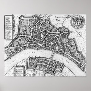 Vintage map of Basel (1642) Poster