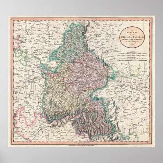 Vintage Map of Bavaria Germany (1799) Poster (Vorne)
