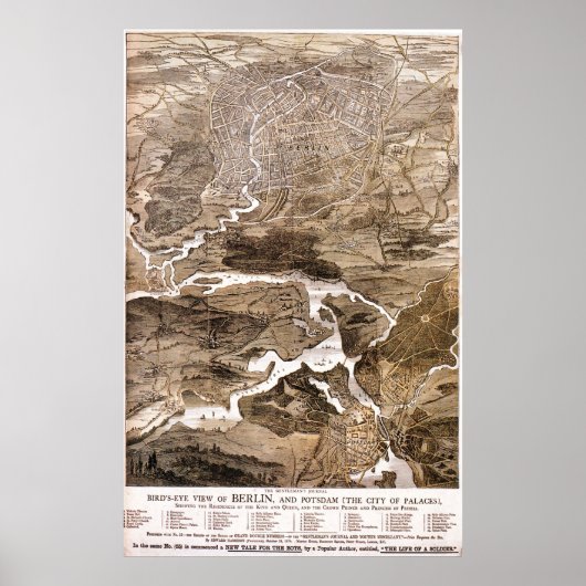 Vintage Map of Berlin Germany (1870) Poster (Vorne)