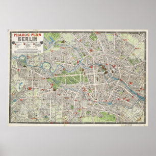 Vintage Map of Berlin Germany (1905) Poster